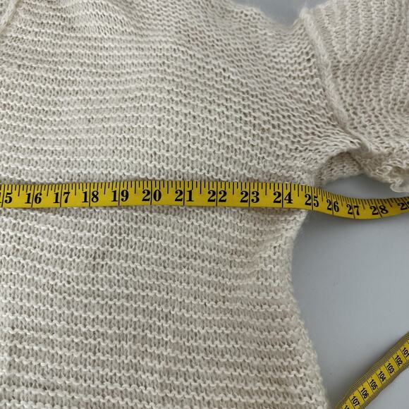 Free People Sweater Womens Large Ivory Boxy Boho Lagenlook Alpaca Chunky Knit - Picture 10 of 13